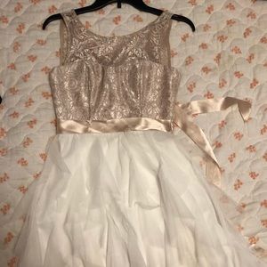 Champagne and White Formal Dress